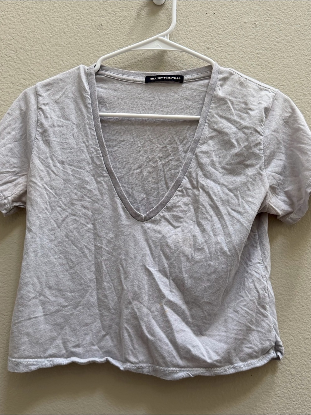 Brandy Melville Light Blue Deep V Crop Tee